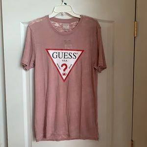 GUESS Logo Tee Shirt- Rogue Pink